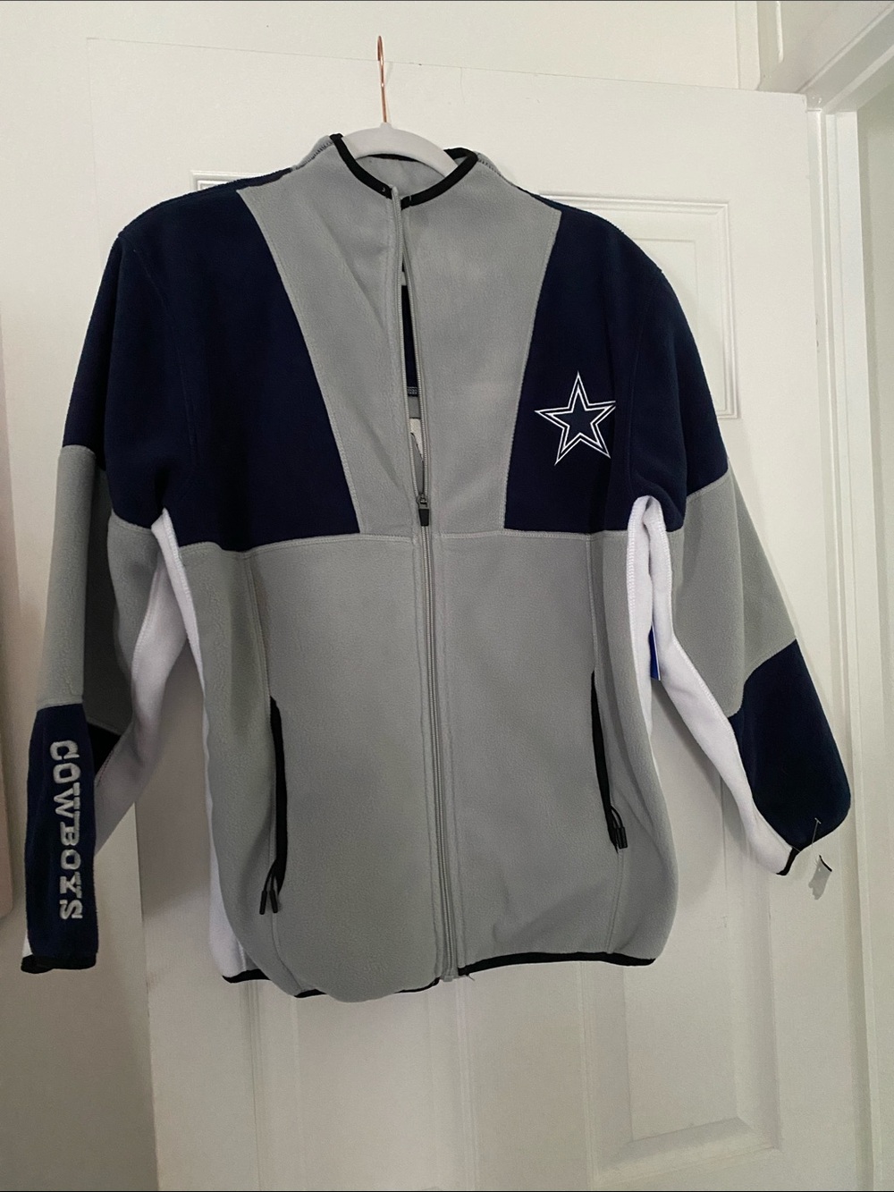 NFL Kids Dallas Cowboys Gray & Navy Fleece Jacket Size 18/20